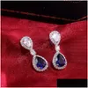 Dangle Chandelier Fashion Luxury Blue/White Pear Cz Drop Earrings New Engagement Ear Accessories For Women Fancy Anniversary Gift Deli Otckq