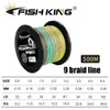 FISH KING 500M Gevlochten Draad PE Vislijn 9 Strands 20LB-100LB 0.12mm-0.4mm Spiraal Tech Multifilament Sterke Karper Vislijn 240108