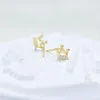 Stud Earrings INS Style S925 Sterling Silver Crown Fashion Zircon Mini Korean Minimalist Temperament