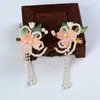 Hair Clips Pink Flower Hairpins Side Pearl Fringe Jewelry For Women Girls Styling Retro Chinese Hairclips Vintage Headpieces