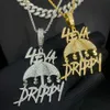 Special Designer 4eva Drippy Lettera Ombrello US Dollar Sign Collana con ciondolo con ciondolo con catena in corda Hip Hop Donna Uomo Completa pavimentata 5A Cubic Zirconia Boss Uomo Gioielli regalo