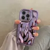 携帯電話のケース光沢3D met石メタライトテクスチャプレート銀電話ケースiPhone 14 13 12 15 Pro Max 11カメラ保護金属カラーバックCoverl240105