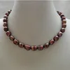 Pendants Genuine Cultured Freshwater Pearl Necklace 9-10MM Coffee Brown Rice Bib