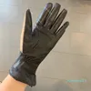 Gants imprimés trèfles à la mode gants chauds en cachemire gants en cuir de peau de mouton pour femmes