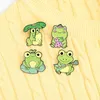 Broschen Netter Frosch Emaille Pins Cartoon Grün Tier Für Frauen Rucksäcke Kleidung Revers Pin Lustige Abzeichen Schmuck Geschenk Großhandel