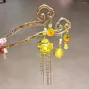 Pinces à cheveux pour femmes, bâtons longs pour Cosplay, couvre-chef avec lumière Led, pendentif en métal perle, épingle à cheveux de Style chinois Hanfu