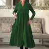 Robe trapèze de vacances à la mode et simple, jupe longue élégante de couleur unie, manches longues, taille haute, robe laquée plissée pour femmes 240108