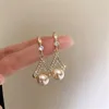 Boucles d'oreilles Champagne perle 925 argent aiguille brillant strass tempérament femmes bijoux fête Premium cadeau mode