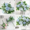 Fiori decorativi peonia artificiale sposa damigella d'onore con bouquet da sposa decorazione pianta di seta bianca finta