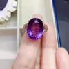 Cluster Rings Sale 925 Silver Amethyst 8CT 12mm 16mm VVS Grad Natural Ring for Smycken