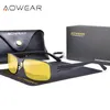 Occhiali da sole Aowear Occhiali da guida per visione notturna polarizzati Hd Occhiali da sole retrò gialli di sicurezza per guida notturna Occhiali da sole per maltempo Gafas