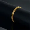 Bracelet cubain tendance pour hommes et femmes, chaîne en or jaune 14 carats, couleur argent, doré, à maillons, bijoux cadeau, nouvelle collection 2024