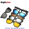 Sunglasses Brightzone 5+1 Set Glasses Women Men Mirror Polarized Magnetic Sunglasses Clipon Make Prescription Myopia Hyperopia Astigmatism