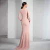Różowa matka elegancka sukienka panny młodej 2024 v szyja długie rękawy sukienki przyjęcia ślubne 3d kwiaty szlafropowe fete de mariage