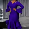 Robe de soirée sirène plissée papillon à manches longues, robe de soirée élégante pour femmes, épaule froide creuse, robe africaine 2024 240108