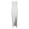 Abiti casual BEVENCCEL 2024 Donne di Estate Bianco Sexy Scollo A V Senza Spalline Fiore Split Abito Lungo Elegante Party Club Celebrity Abiti