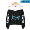 Kadın Hoodies Kouvr Annon 2d Baskılı Net Kırmızı Omuz Dış Sweatshirts Seksi Kadın Giyim Sonbahar/Kış Boş Zamanlı Sakiller