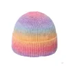 Molti colori Tie Dye Berretti lavorati a maglia Donna Autunno Inverno Cappello caldo e spesso Cappelli arcobaleno Cappello da esterno per ragazza LL