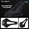 Selles de vélo Ryet 3D imprimé selle de vélo ultraléger en fibre de carbone creux confortable respirant vtt gravier vélo de route vélo siège piècesL240108