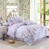 Ensembles de literie Ensemble de fleurs violettes Drap de lit Impression réactive Linge de lit en coton Literie Housse de couette Twin / Full / Queen Taille 221 LJ20081