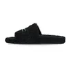 tazz Chinelos de luxo Designer slides moda fofo sandale teddy bear inverno quente mulheres fuzzy chinelo preto branco sandália casual sapato casa plana ao ar livre slide caixa