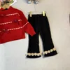 Novo bebê Tracksuits Designer Kids Sweater Set Tamanho 90-140 Alta Qualidade Red Bow Pulôver e Calças Largas Jan10