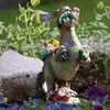 Dinozaur ogrodowy jedzące gnome posągi na zewnątrz zabawne figurki żywicy wystrój rzeźby do patio trawnika ornament 1pc 240108