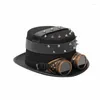 Bérets Steampunk Top Hat pour hommes avec lunettes Gay Bowler Party Costume Carnaval Discothèque Dropship