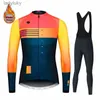 Cycling Jersey Sets Spain Team Winter Thermal Fleece Cycling Clothes Men Long Sleeve Jersey Suit Outdoor Riding Bike MTB Pants Clothing JumpsuitsL240108