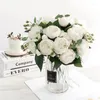 Dekorative Blumen 5 Köpfe künstliche rosa Rose Bouquet Seide Pfingstrosen Home Decor DIY für Hochzeit Vase Büro El Tischdekoration