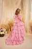 Girl Dresses Pink High Low 2024 Flower For Wedding Layered Organza Kids Princess Pageant Baby Birthday Gowns