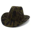 Berets Cow Fedora Hats Women Men Wool Cap Sun Hat Western Cowboy Cows Trilby Jazz Caps Curl Brim Blower Fedoras