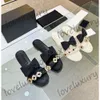 Damen-Mule-Slides, klassische flache Hausschuhe, Lammfell, weiße Schleife, Zuhause, lässig, Chanel-Sandalen, Sommer-Designer, Luxusmode, Damen, Strand, draußen, flache Flip-Flops, Sandale