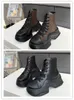 Designer Shoes Fashion Boots Women's Angle Boots Black Cowhide Platform Lace Up Roman Boots Shoes Booties With Original Box