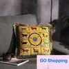 Almohada con borlas de impresión dúplex de terciopelo ligero de estilo europeo de alta gama, cojín para sofá, cojín de cintura para oficina, decoración de habitación de muestra