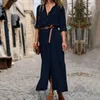 Robes décontractées élégantes femmes à manches longues boutons chemise robe femme mode dames vêtements