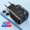 40W PD USB C充電器クイックチャージQC3.0 iPhone 15用の壁充電器アダプター15 Samsung S24 Xiaomi高速充電USB充電器