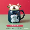 Mugs Cartoon Year of the Ox Relief Mirror Mug Heat Preservation Cup Net Red Coffee Creative Water Present Ceramic