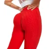 Leggings froissés pour femmes, couleur unie, contrôle du ventre, pantalons de Yoga, taille haute, texturés