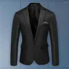 Men's Suits Spring Fall Men Lightweight Stylish Slim Fit Suit Coat With Lapel Pockets For Business Wedding Party Single Button Black