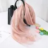 Scarves 2024 Women Fashion Scarf Plain Solid Silk Gauze Shawls Summer Lady Bandanas Foulard Hijab N17