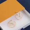 With BOX Women L-Letters Quality Stud Big Hoop Earrings Never Fade Luxury Studs 18K Gold Classic Jewery Valentine's Day Gift engagement