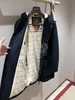 Loro * Piana Herenjassen Winter Kasjmier Parka Met Capuchon Donkergrijs Donkerblauw