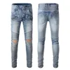 Herren Designerhose Lila Jeans Amris Fashion Motorrad Stereo Cut Multi-Pocket Perforierte Füße Slim Fit Elastisch #917