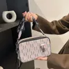 2024 New Korean Women's Handbag Versatile Camera Color Block Wide Strap Single Shoulder Bag Crossbody Printed Trendy Small Square Bag