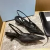 Slingback مدببة إصبع القدم الخنجر الكعب ، فستان ، حذاء صندل مصارع مضخات البقر ، حدود الحفلات المسائية للسيدات ، المصمم الفاخر المصمم الفاخر 35-42 مع صندوق