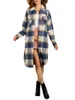 Damesjassen Dames S Vintage geruite oversized jas met reverskraag Lange mouw Wollen uitloperjack voor casual en chique look