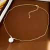 Naszyjniki wiszące łańcuch naszyjnik perłowy galwaniczny europejski i amerykański całkowicie dopasowywany obojczyk samica