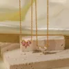 Colar brincos conjunto estilo francês rosa zircão coração pingente 18k banhado a ouro aço inoxidável não manchar moda senhora jóias