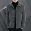 Veste épaisse en fausse fourrure pour homme, manteau chaud et de haute qualité, en peluche, solide, col rabattu, simple boutonnage, vêtements d'extérieur, décontracté, à la mode, hiver